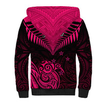 Personalised Aotearoa Sherpa Hoodie Maori Kiwi Pink Fern - Wonder Print Shop