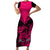 Personalised Aotearoa Short Sleeve Bodycon Dress Maori Kiwi Pink Fern - Wonder Print Shop