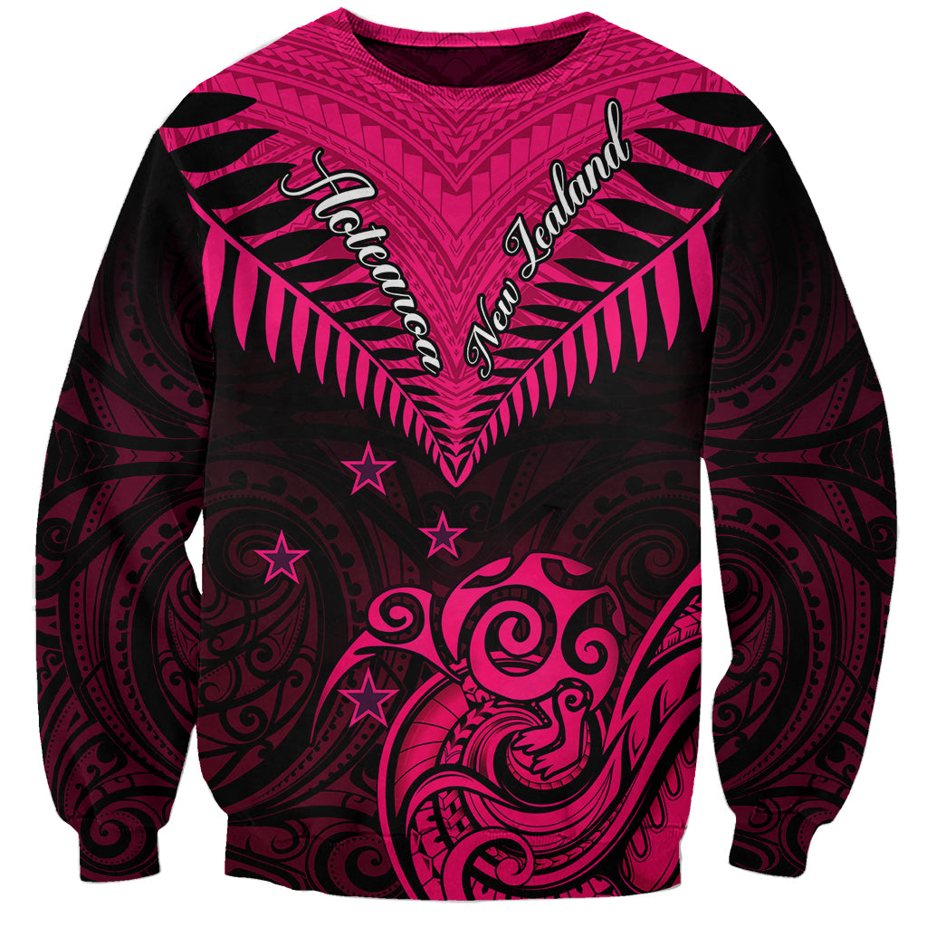 Personalised Aotearoa Sweatshirt Maori Kiwi Pink Fern - Wonder Print Shop