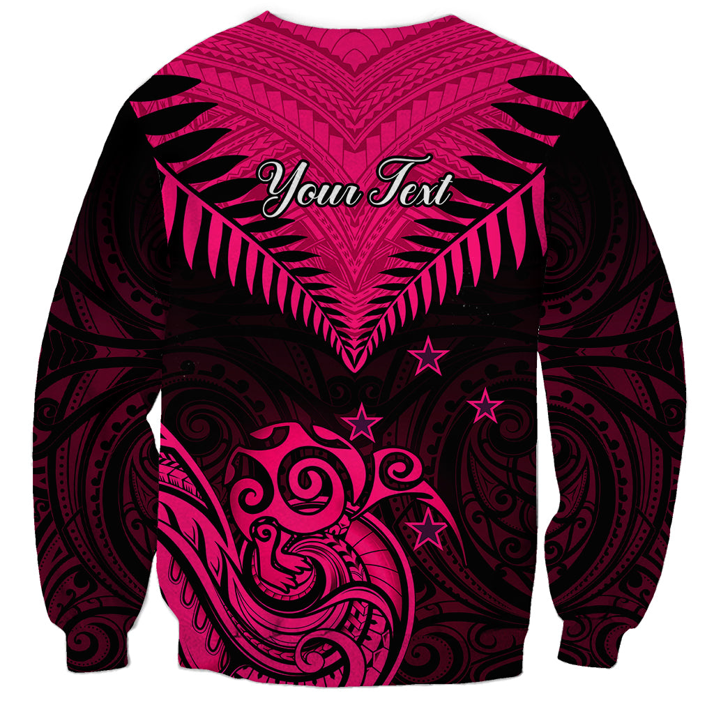 Personalised Aotearoa Sweatshirt Maori Kiwi Pink Fern - Wonder Print Shop