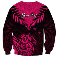 Personalised Aotearoa Sweatshirt Maori Kiwi Pink Fern - Wonder Print Shop