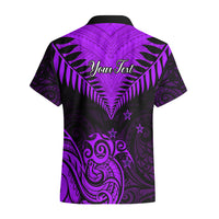 Personalised Aotearoa Hawaiian Shirt Maori Kiwi Purple Fern - Wonder Print Shop