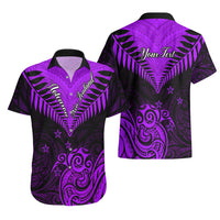 Personalised Aotearoa Hawaiian Shirt Maori Kiwi Purple Fern - Wonder Print Shop