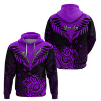 Personalised Aotearoa Hoodie Maori Kiwi Purple Fern - Wonder Print Shop