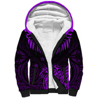 Personalised Aotearoa Sherpa Hoodie Maori Kiwi Purple Fern - Wonder Print Shop