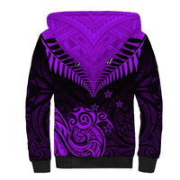 Personalised Aotearoa Sherpa Hoodie Maori Kiwi Purple Fern - Wonder Print Shop