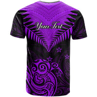 Personalised Aotearoa T Shirt Maori Kiwi Purple Fern - Wonder Print Shop