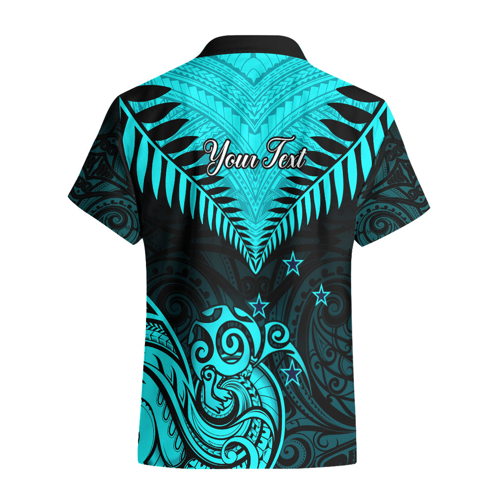 Personalised Aotearoa Hawaiian Shirt Maori Kiwi Turquoise Fern - Wonder Print Shop