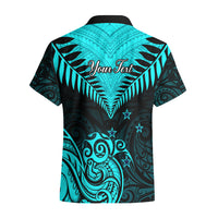Personalised Aotearoa Hawaiian Shirt Maori Kiwi Turquoise Fern - Wonder Print Shop