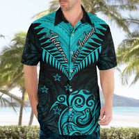 Personalised Aotearoa Hawaiian Shirt Maori Kiwi Turquoise Fern - Wonder Print Shop