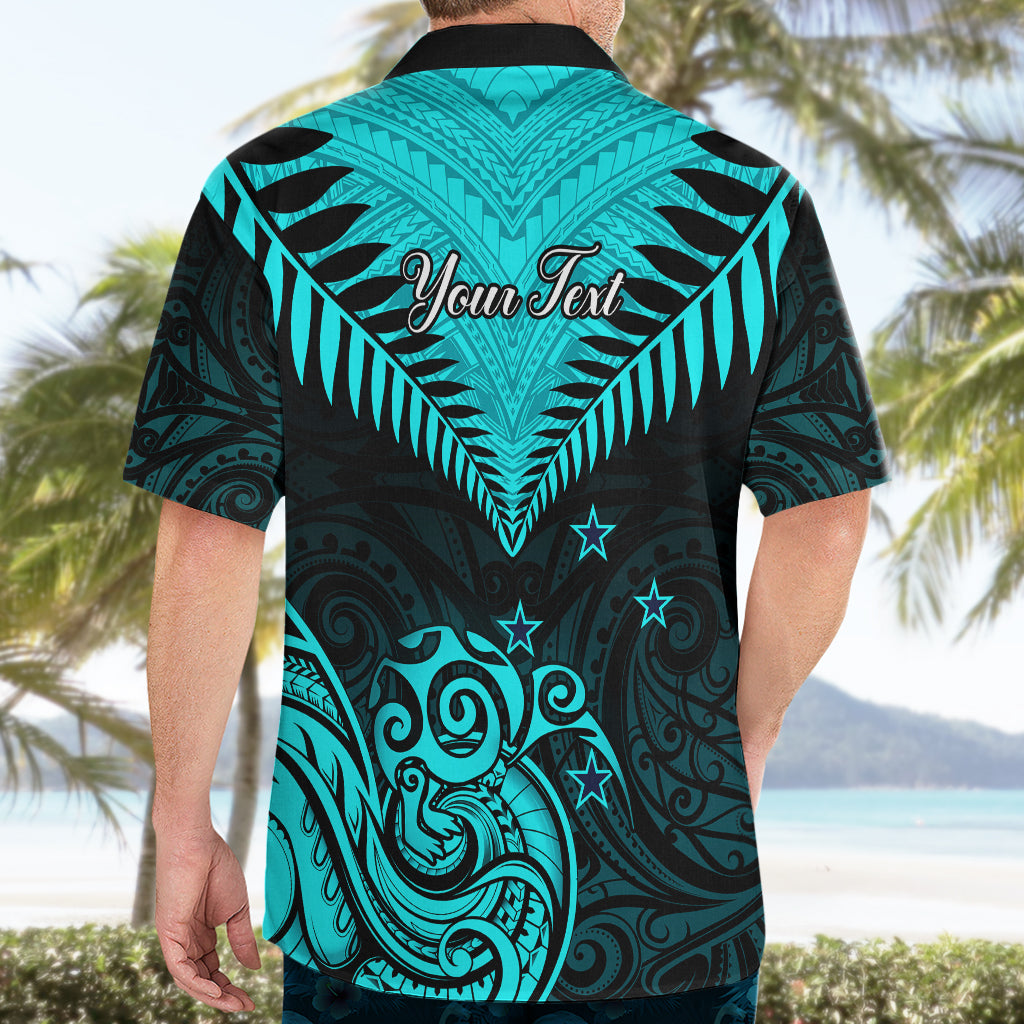 Personalised Aotearoa Hawaiian Shirt Maori Kiwi Turquoise Fern - Wonder Print Shop