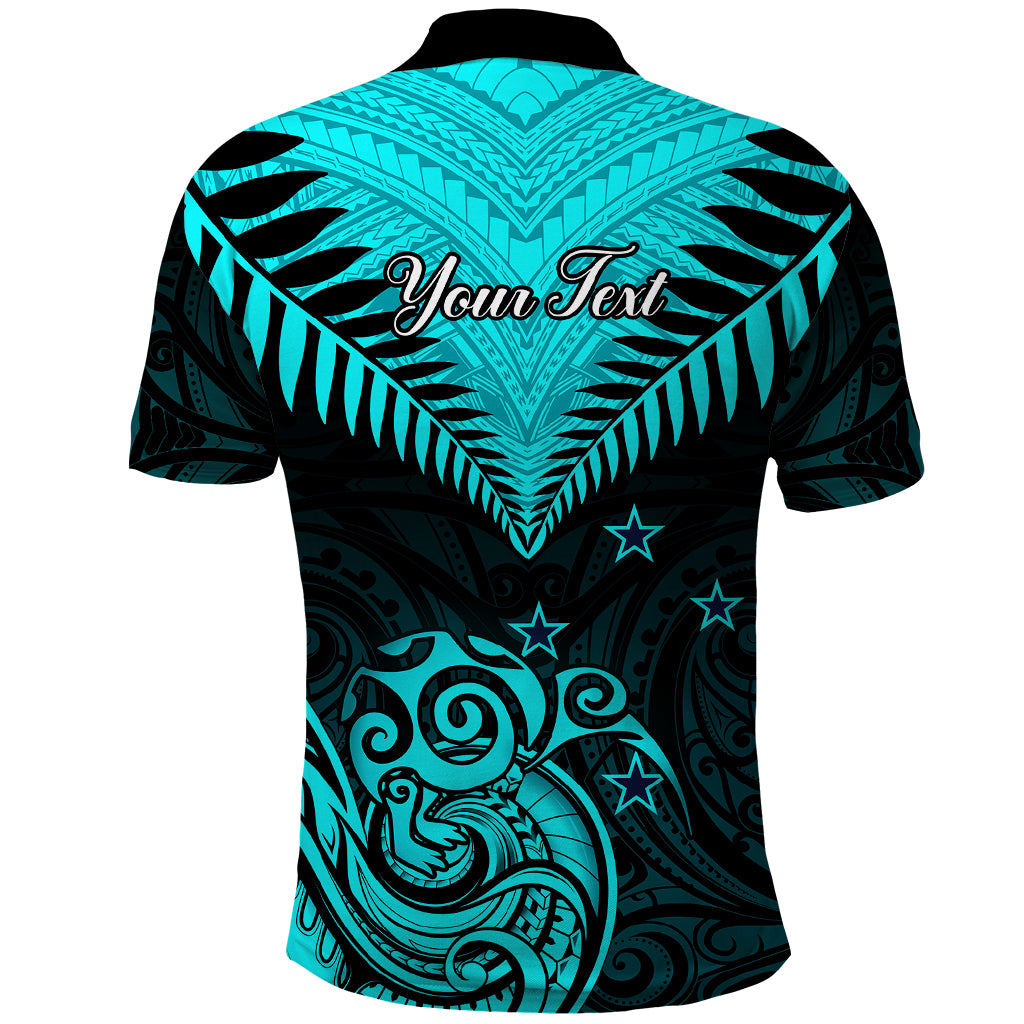Personalised Aotearoa Polo Shirt Maori Kiwi Turquoise Fern - Wonder Print Shop