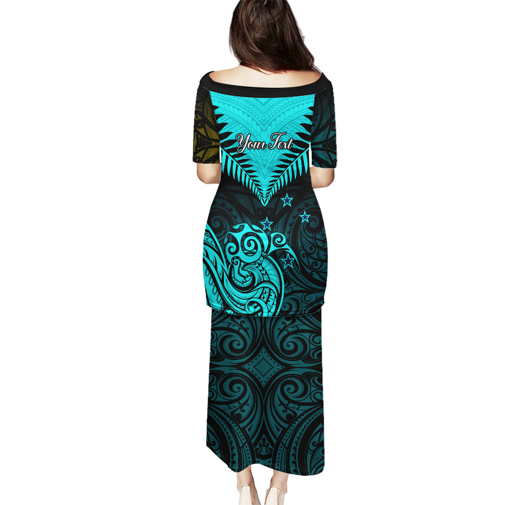 Personalised Aotearoa Puletasi Maori Kiwi Turquoise Fern - Wonder Print Shop