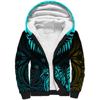 Personalised Aotearoa Sherpa Hoodie Maori Kiwi Turquoise Fern - Wonder Print Shop