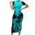 Personalised Aotearoa Short Sleeve Bodycon Dress Maori Kiwi Turquoise Fern - Wonder Print Shop
