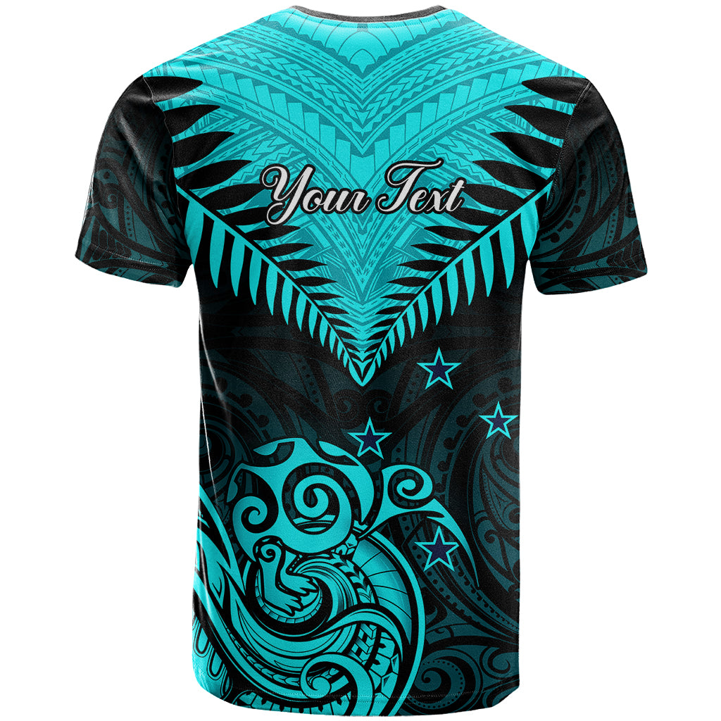 Personalised Aotearoa T Shirt Maori Kiwi Turquoise Fern - Wonder Print Shop