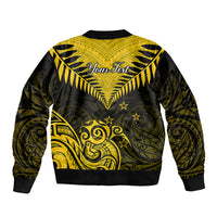 Personalised Aotearoa Bomber Jacket Maori Kiwi Yellow Fern - Wonder Print Shop