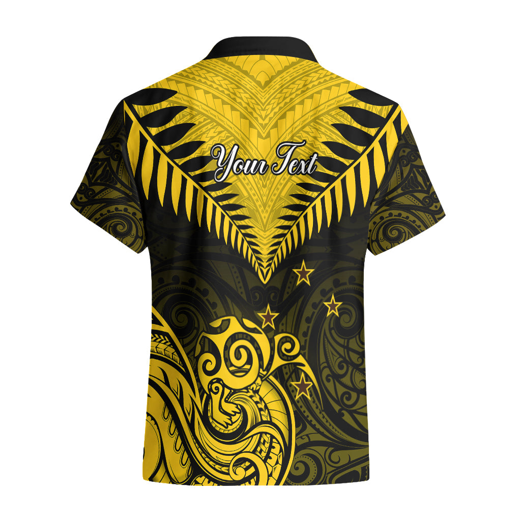 Personalised Aotearoa Hawaiian Shirt Maori Kiwi Yellow Fern - Wonder Print Shop