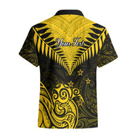Personalised Aotearoa Hawaiian Shirt Maori Kiwi Yellow Fern - Wonder Print Shop