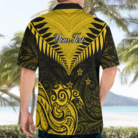 Personalised Aotearoa Hawaiian Shirt Maori Kiwi Yellow Fern - Wonder Print Shop
