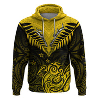 Personalised Aotearoa Hoodie Maori Kiwi Yellow Fern - Wonder Print Shop