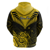 Personalised Aotearoa Hoodie Maori Kiwi Yellow Fern - Wonder Print Shop