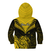 Personalised Aotearoa Kid Hoodie Maori Kiwi Yellow Fern - Wonder Print Shop