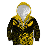 Personalised Aotearoa Kid Hoodie Maori Kiwi Yellow Fern - Wonder Print Shop
