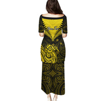 Personalised Aotearoa Puletasi Maori Kiwi Yellow Fern - Wonder Print Shop