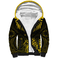 Personalised Aotearoa Sherpa Hoodie Maori Kiwi Yellow Fern - Wonder Print Shop