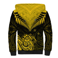 Personalised Aotearoa Sherpa Hoodie Maori Kiwi Yellow Fern - Wonder Print Shop