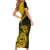 Personalised Aotearoa Short Sleeve Bodycon Dress Maori Kiwi Yellow Fern - Wonder Print Shop