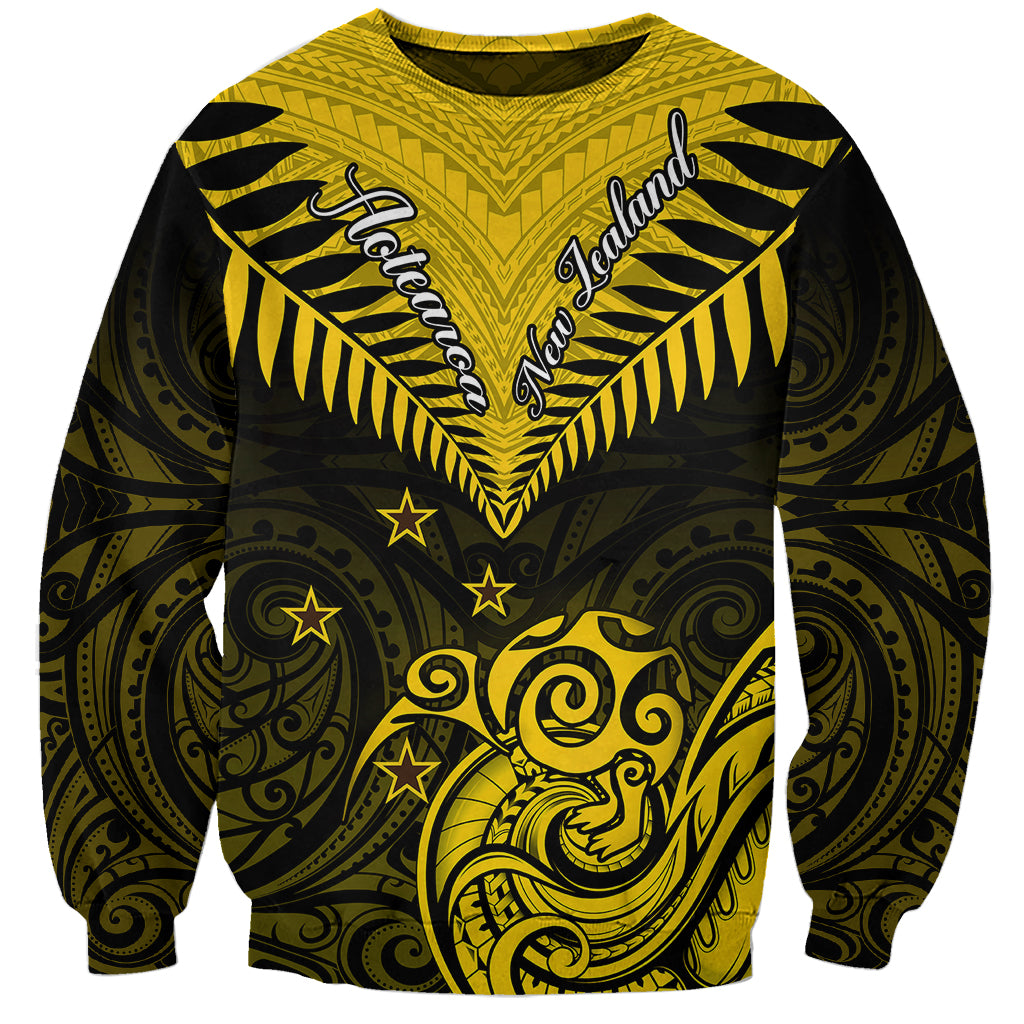 Personalised Aotearoa Sweatshirt Maori Kiwi Yellow Fern - Wonder Print Shop