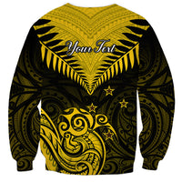 Personalised Aotearoa Sweatshirt Maori Kiwi Yellow Fern - Wonder Print Shop