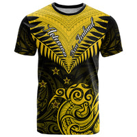Personalised Aotearoa T Shirt Maori Kiwi Yellow Fern - Wonder Print Shop
