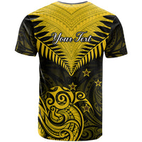 Personalised Aotearoa T Shirt Maori Kiwi Yellow Fern - Wonder Print Shop