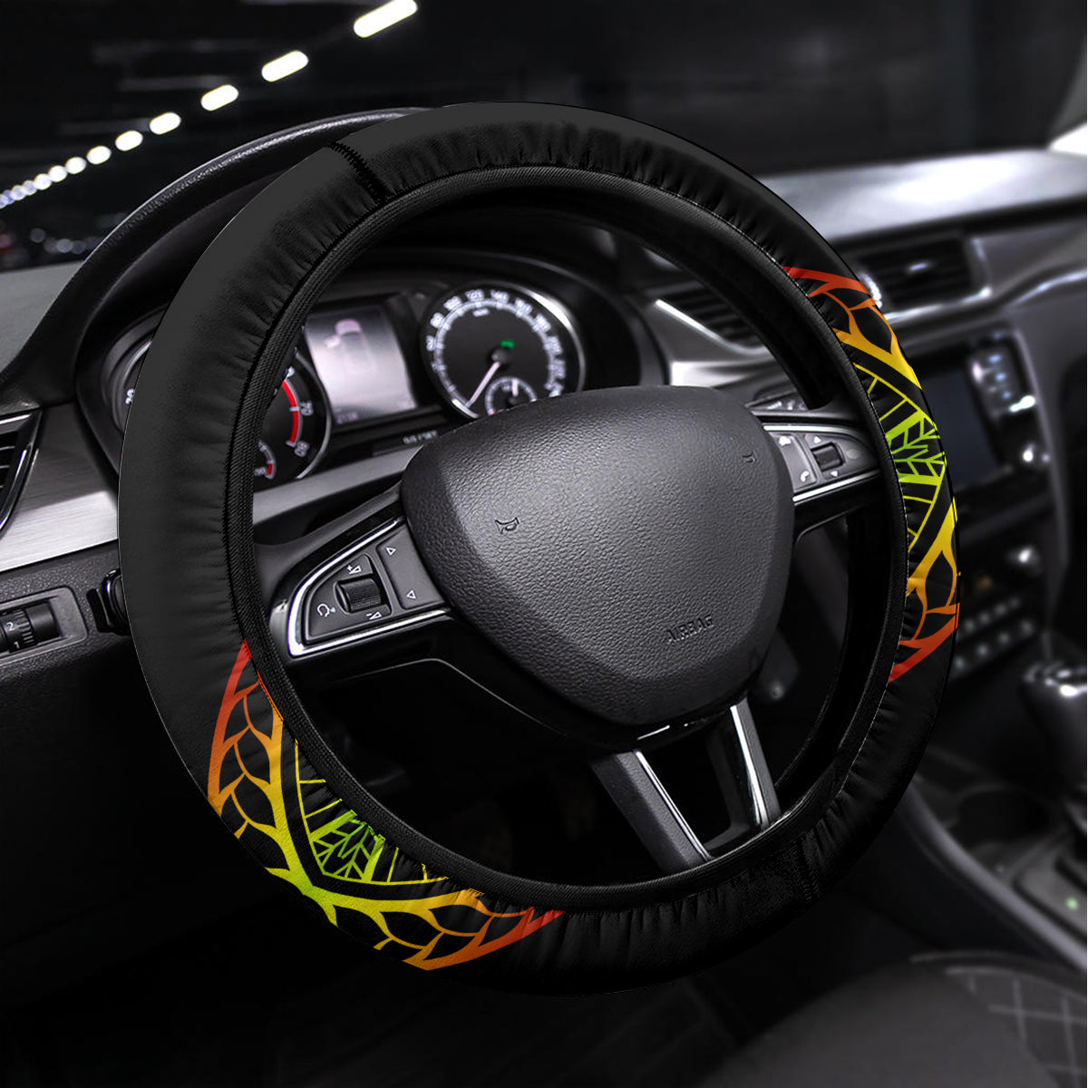 Hawaii Turtle Steering Wheel Cover Aloha Kakau Reggae Polynesian Pattern - Wonder Print Shop