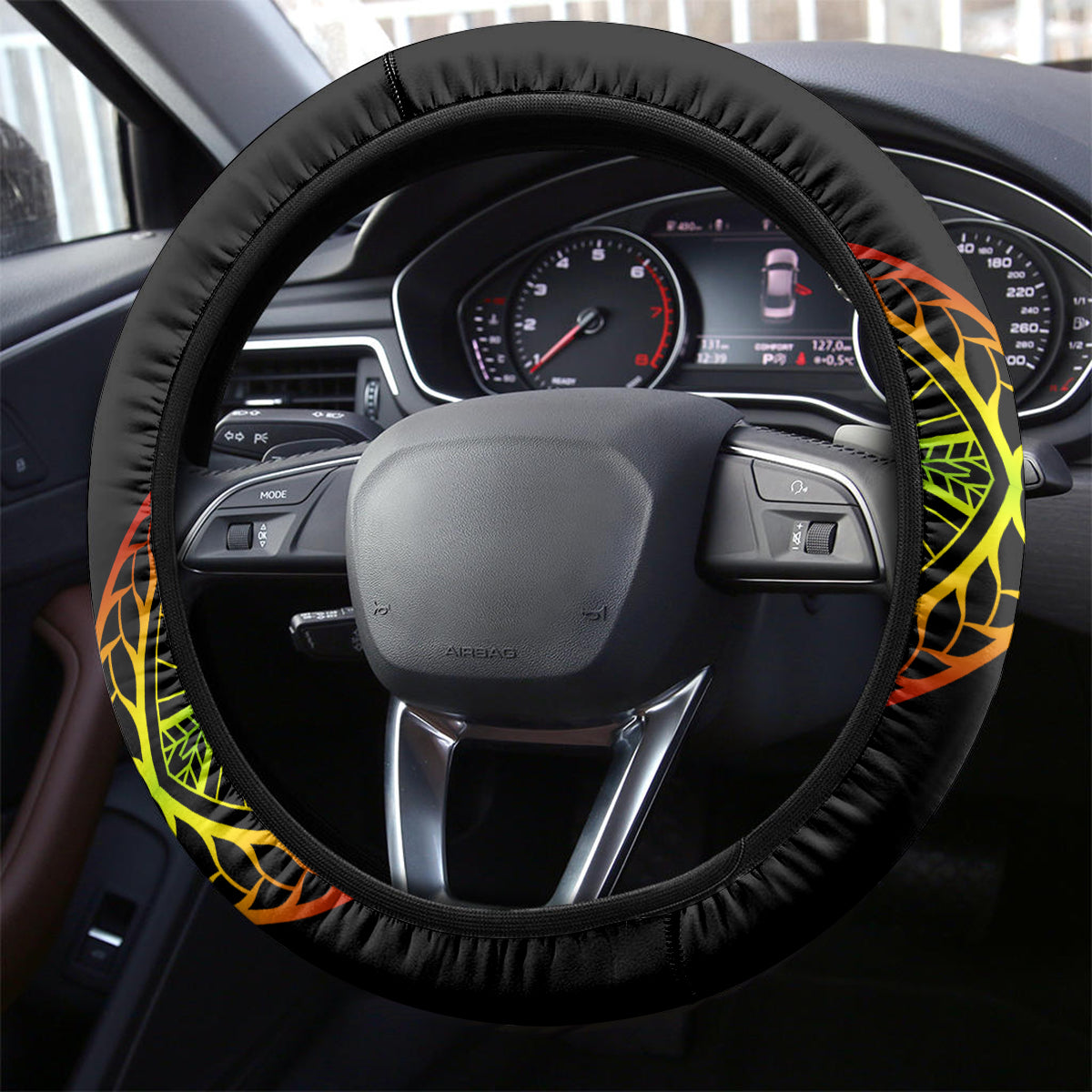 Hawaii Turtle Steering Wheel Cover Aloha Kakau Reggae Polynesian Pattern - Wonder Print Shop