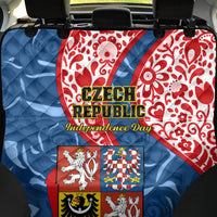 Czech Republic Independence Day Back Car Seat Cover Czechia Coat Of Arms Embroidery Motif - Wonder Print Shop