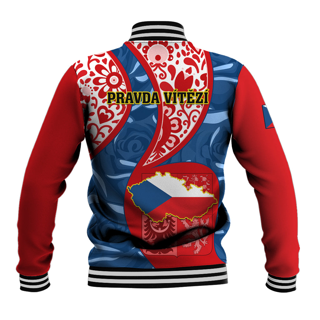 Czech Republic Independence Day Baseball Jacket Czechia Coat Of Arms Embroidery Motif - Wonder Print Shop