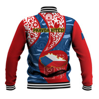 Czech Republic Independence Day Baseball Jacket Czechia Coat Of Arms Embroidery Motif - Wonder Print Shop