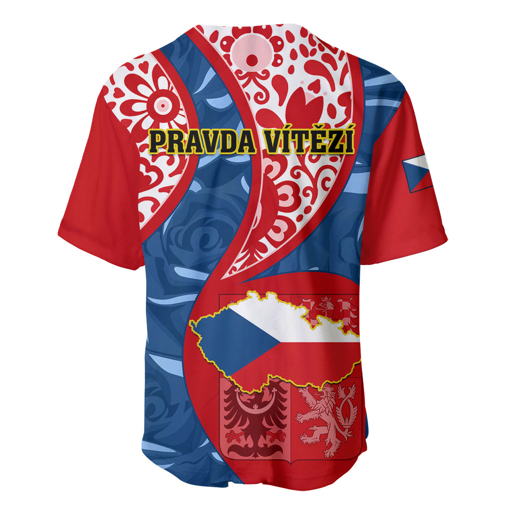 Czech Republic Independence Day Baseball Jersey Czechia Coat Of Arms Embroidery Motif - Wonder Print Shop