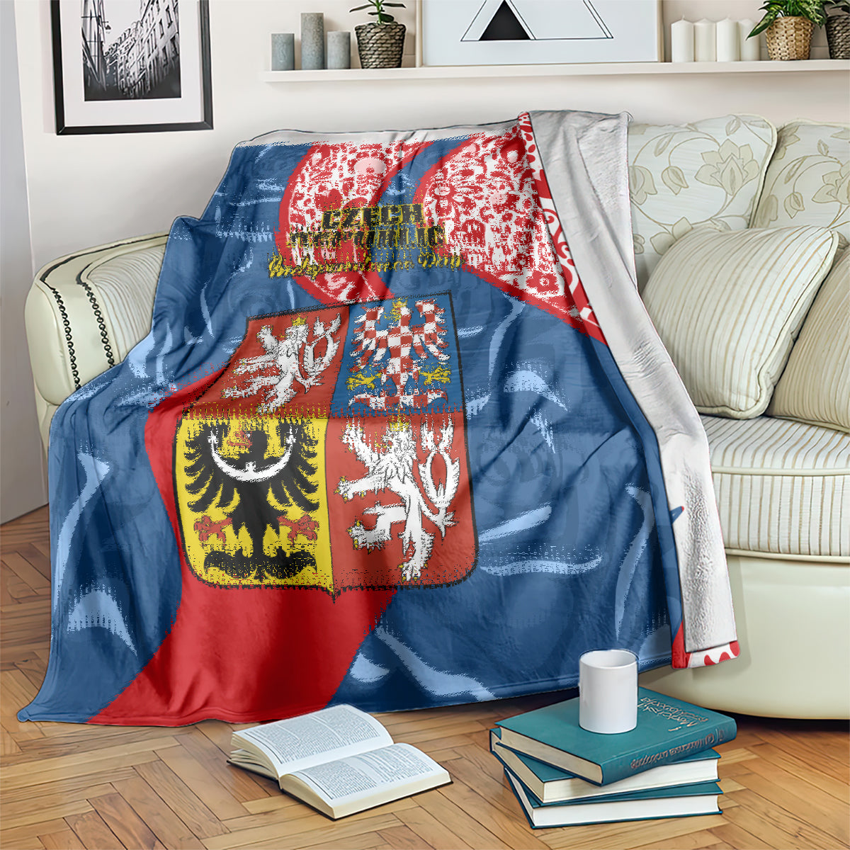 czech-republic-independence-day-blanket-czechia-coat-of-arms-embroidery-motif