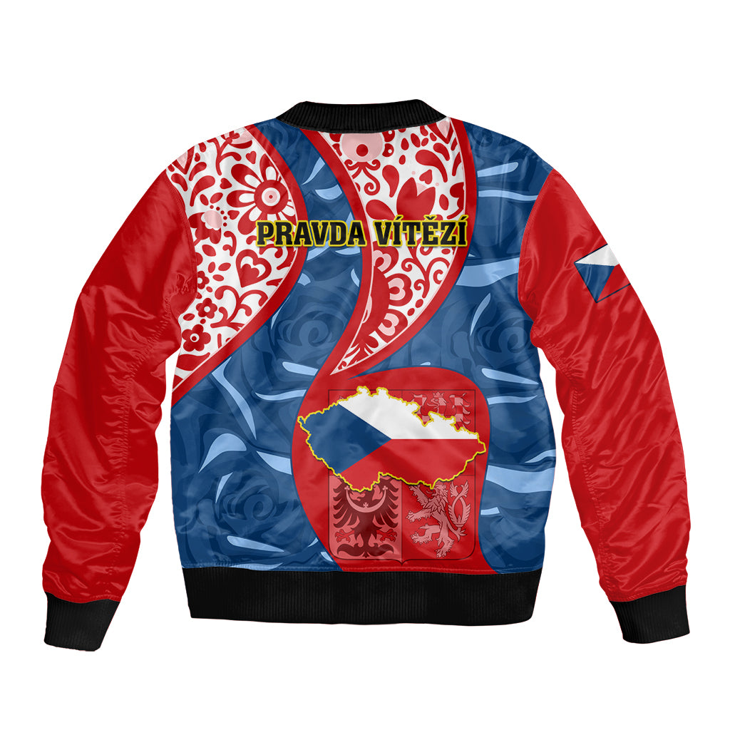 Czech Republic Independence Day Bomber Jacket Czechia Coat Of Arms Embroidery Motif - Wonder Print Shop