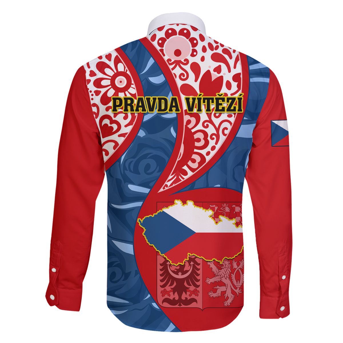 Czech Republic Independence Day Family Matching Summer Maxi Dress and Hawaiian Shirt Czechia Coat Of Arms Embroidery Motif - Wonder Print Shop