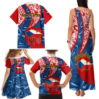 Czech Republic Independence Day Family Matching Tank Maxi Dress and Hawaiian Shirt Czechia Coat Of Arms Embroidery Motif - Wonder Print Shop
