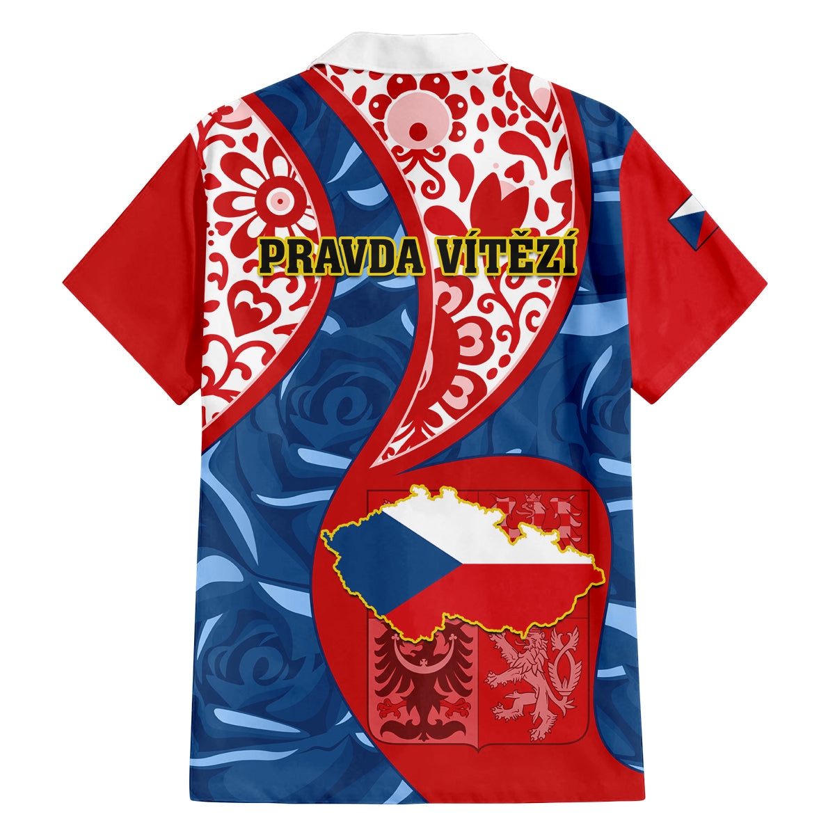 Czech Republic Independence Day Family Matching Tank Maxi Dress and Hawaiian Shirt Czechia Coat Of Arms Embroidery Motif - Wonder Print Shop