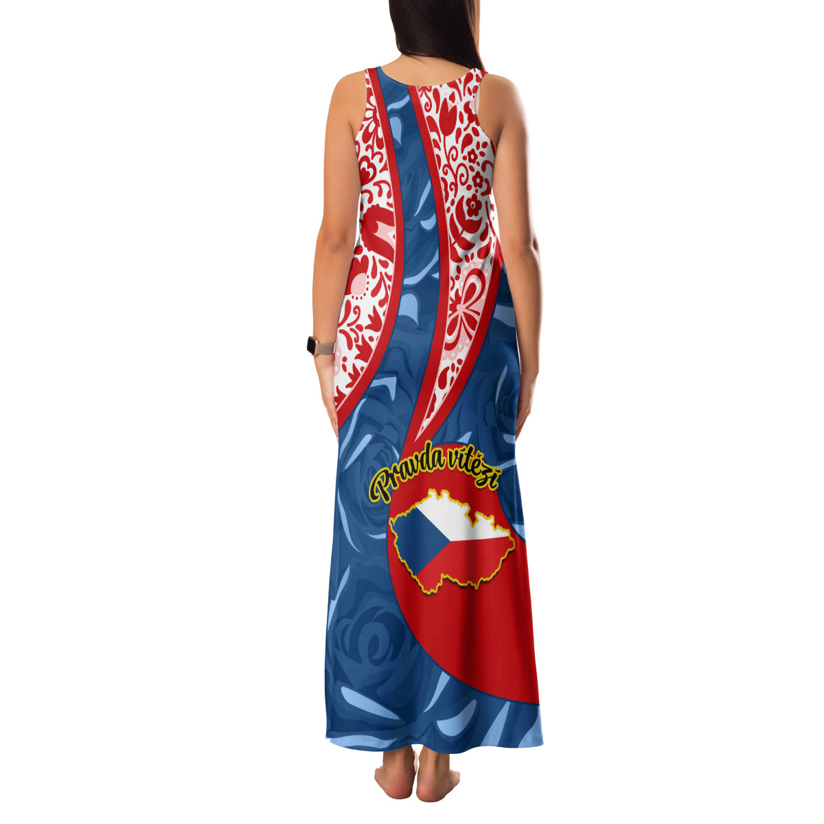 Czech Republic Independence Day Family Matching Tank Maxi Dress and Hawaiian Shirt Czechia Coat Of Arms Embroidery Motif - Wonder Print Shop