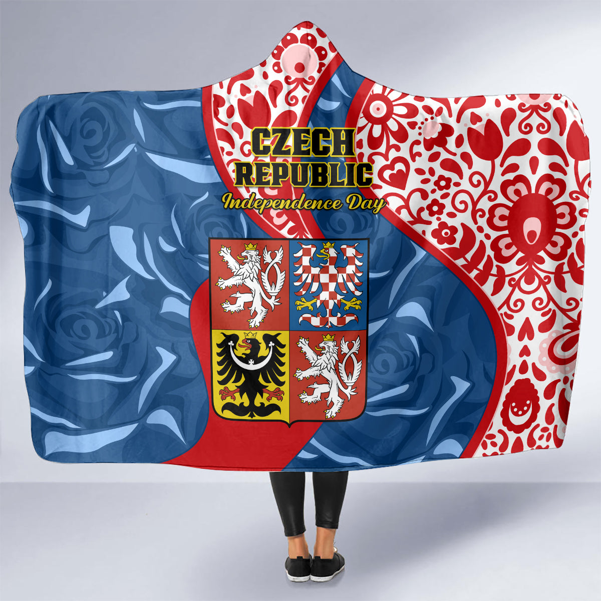 czech-republic-independence-day-hooded-blanket-czechia-coat-of-arms-embroidery-motif