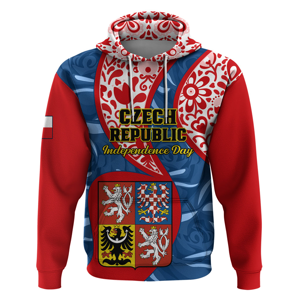 Czech Republic Independence Day Hoodie Czechia Coat Of Arms Embroidery Motif - Wonder Print Shop